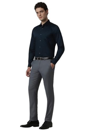 Image of Peter England Men Navy Slim Fit Formal Shirt