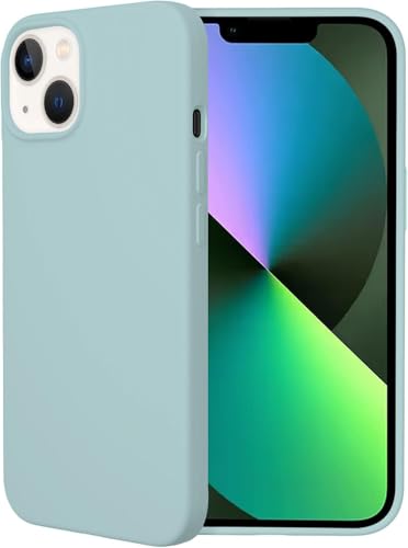 Image of DIZORO Compatible with iPhone 13 Case, Liquid Silicone Case, Full Body Protective Cover, Shockproof, Slim Phone Case, Anti-Scratch Soft Microfiber Lining, 6.1 inch - Mint Green
