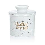 Sweese 3118 Porcelain Butter Keeper Crock - French Butter Dish - No More Hard Butter - Perfect Spreadable Consistency, Butter Me Up
