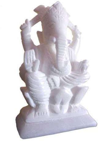 5" White Indian Marble Stone Pooja Puja Ganesh Ganesha Ganpati Ganapati Murti Idol