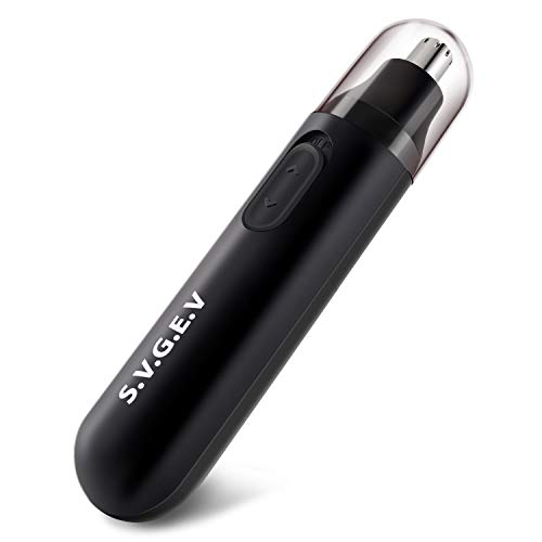 Nose and Ear Hair Trimmer for Men Women, S.V.G.E.V Professional Painless Eyebrows Facial Hair Trimmers with Waterproof Double-Edge Stainless Steel Blades for Easy Cleaning, Battery-Powered