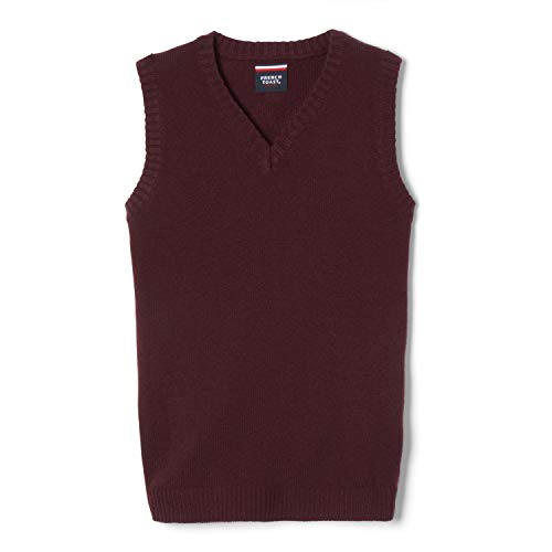 Chaleco de punto de uniforme color burdeos con cuello de pico para niños 5