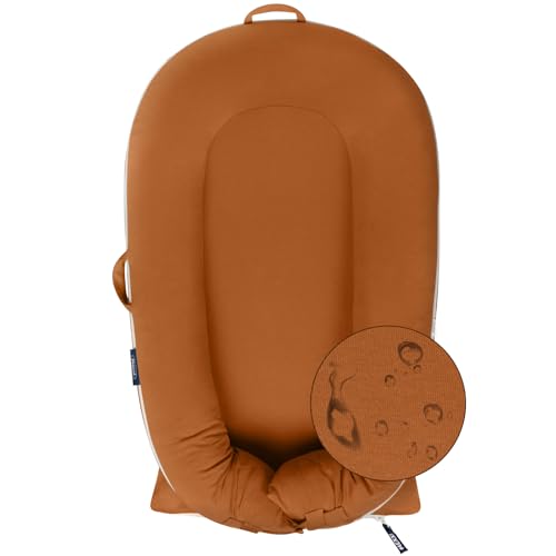 Image of Organic Replacement Cover with Waterproof Pad | Premium Quality Spare Cover Certified Organic Cotton | [Fits Dockatot Deluxe + Docks] (Cover Only) (Brown, Waterproof Organic Cotton)
