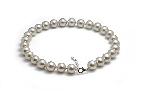 Preisvergleich Produktbild Schmuckwilli Südsee Tahiti Damen Muschelkernperlen Perlenkette aus echter Muschel silber 45cm 14mm mk14mm072-45