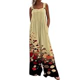 Jumpsuit Damen Sommer Lang Weites Bein Boho Latzhose Mit Taschen Jumpsuits...