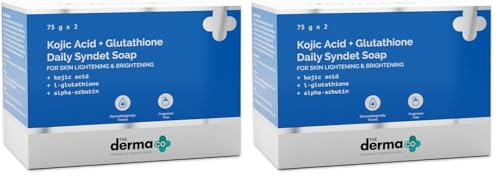 Image of The Derma Co Kojic Acid + Glutathione Daily Syndet Brightening Soap With Kojic Acid, L-Glutathione & Alpha-Arbutin - 75 G X 2 (Pack of 2)