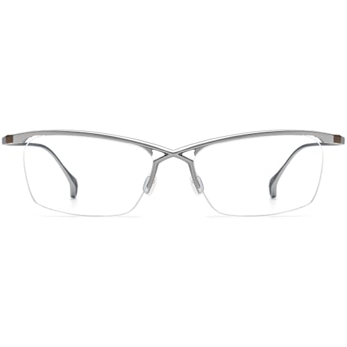 Image of FONEX Pure Titanium Glasses Frame Men Semi Rimless Square Eyeglasses Eyewear DTX416