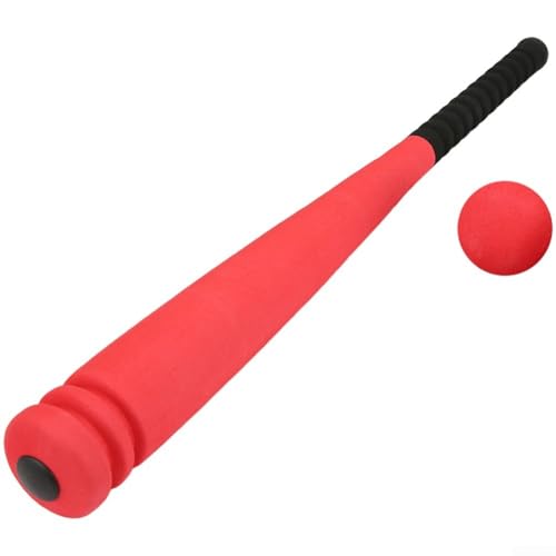 Batte de baseball en mousse éponge pour enfants, noyau en EVA souple avec poignée antidérapante, léger 53,3 cm pour entraînement intérieur et extérieur, rouge (rouge)