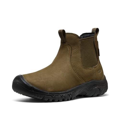 KEEN Women's Greta 2 Chelsea Pull On Durable Comfortable Insulated Waterproof Snow Boots, Dark Olive/Black, 10