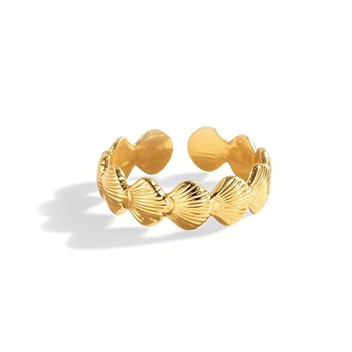Bague dorée en coquillage pour femme accessoire de plage et bijou d'été tendance