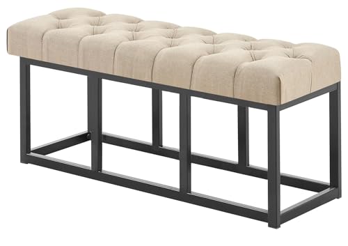 CLP Banc Design Amun en Tissu I Banquette avec Piètement en Métal Noir Mat I Style Chersterfield...