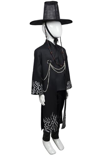 Mens Boys Kpops Jinu Costume Black Sajaboy Jinu Cosplay Costumes Coat Shirt Pant Belt Hat Outfits Halloween Suit4