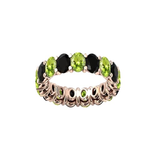 Green Peridot & Black Onyx Eternity Band Black Onyx Wedding Band Art Deco Cluster Multi Gemstone Unique Full Eternity Bands For Women 925 Sterling Silver2