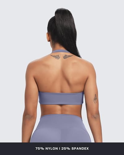 Image of Aoxjox Women's Workout Sports Bras Fitness Taylor Scrunch Halter Bra Yoga Crop Tank