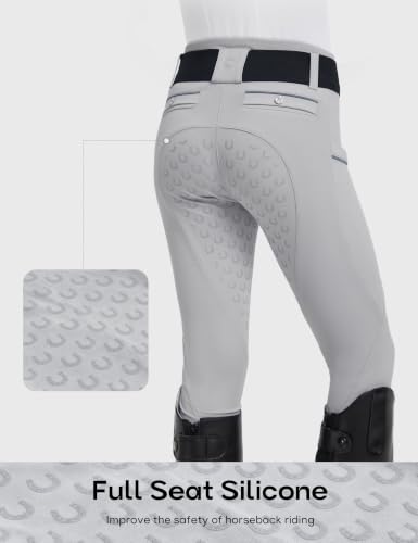 Image of FitsT4 Sports Girls Horse Riding Pants Full Seat Equestrian Pants Pockets