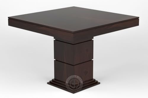 Image of Sheesham Wood Oval Dining Table with Cushion Chairs Set for Home Hall | Solid Wood Dinner Table with Chairs for Hotels | Dining Room Sets (Walnut Finish 2, 4 Seater)