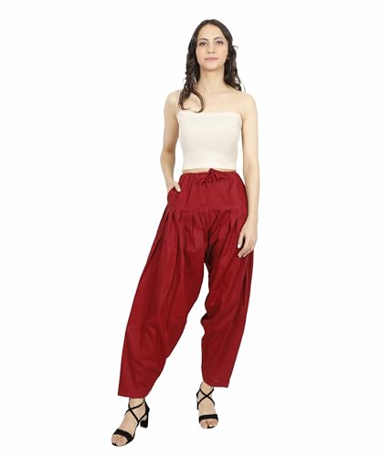 Image of Women's Loose fit Cotton semi Patiyala Salwar White