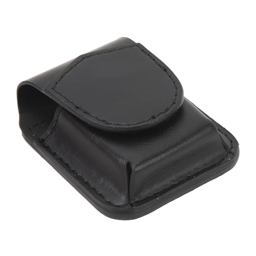 Capa de isqueiro de couro com passador de cinto, bolsa de isqueiro elegante durável com antiarranhões, forro macio, fivela magnética, capa de cintura mais leve para uso ao ar livre, Preto