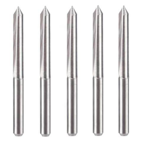 HUHAO 5PCS CNC Engraving Bits, 60 Degree V Bits with 2-Flute Straight Groove 1/8" Shank 0.2mm Tip Carbide Tools Cover