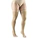Truform 20-30 mmHg Compression Stockings for Men and Women, Thigh High Length, Dot-Top, Open Toe, Beige, Large