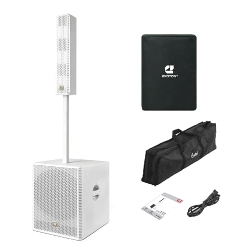 EXOTON S-1803W Portable PA Line Array Column DJ System, 18' Powered Subwoofer, 3000W 3-Way PA System, TWS, DSP Modes, Includes Carry Bag