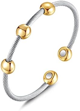 Tiyad Twisted Cable Wire Bangle Bracelets Love Heart Cuff Bracelet Adjustable Stainless Steel Bracelet Bangles Designer Inspired Elegant Jewelry for Women, Teens, Girls (Two-tone)