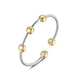 Tiyad Twisted Cable Wire Bangle Bracelets Love Heart Cuff Bracelet Adjustable Stainless Steel Bracel