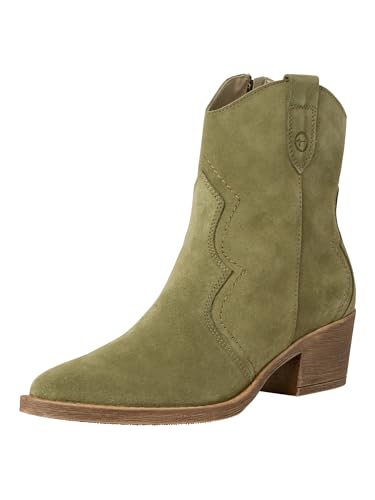 Tamaris Damen Boots mit Absatz Leder Blockabsatz; SAGE/grün; 38...