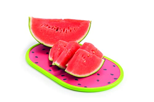 Planche à découper cuisine pastèque,Planche à découper originale en forme de pastèque pour couper la viande, le poisson, les fruits ou les légumes,Réversible,Plastique alimentaire sans BPA,37x23x1 cm