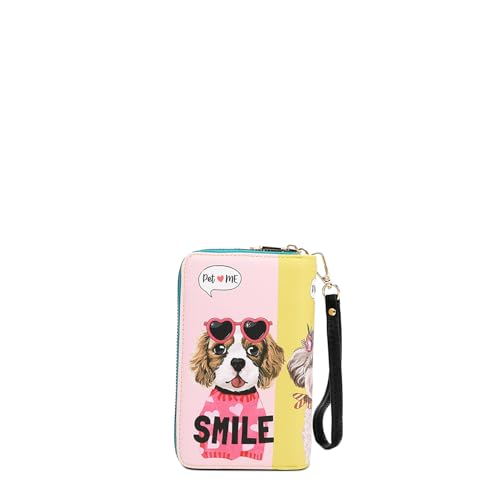 Nicole Lee NIKKY Double Zipper Wallet with Wristlet, Vegan Leather, 6 Card Slots (BEST BUDDIES)4