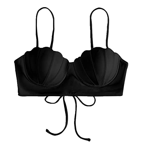 Top de Bikini con Tiras de Concha, Tops de baño de, Tops de Traje de baño Push Up para Mujer con Tops de Traje de baño con Aros Bikini Estados Unidos