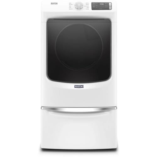Maytag MED5630HW 27 Inch Electric Dryer with 7.3 cu. ft. Capacity, 10 Dry Cycles, Quick Dry, Advanced Moisture Sensing, Extra Power Boost Button, Wrinkle Prevention, ADA Compliant, White