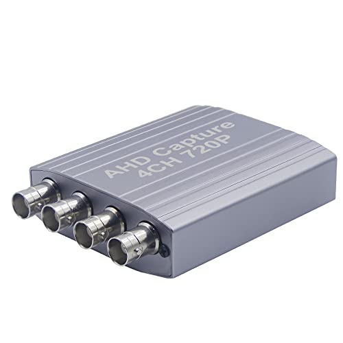 AHD Video Capture Card, 4CH 720P 30FPS Recording USB Output AHD Input Video Recording,Easy Operation, No Driver Needed, Live Streaming