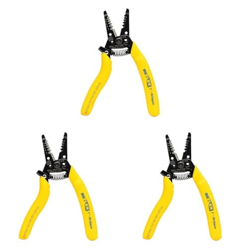 Image of IDEAL Electrical Reflex Super T-Stripper Wire Strippers, 8-16 AWG Solid, 10-18 AWG Stranded, Ergonomic Wire Cutter and Stripping Tool with Textured Sleeves, Locking Handle (Pack of 3)