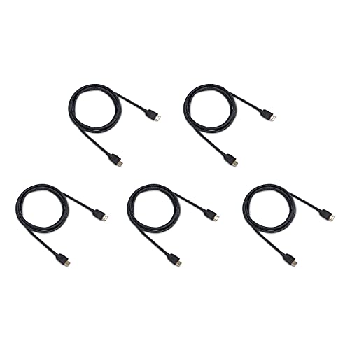 Image of Amazon Basics Nylon-Braided HDMI 2.0 Cable, 6ft, 4K@60Hz, 18Gbps, 2160p, 48 bit, Ethernet, Compatible with TV /PS5 /Xbox /Roku /Blu-ray, Black & Blue, 5-Pack