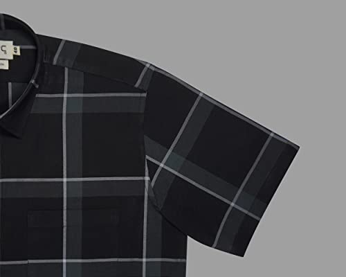 Image of GHPC 100% Cotton Checkered Half Sleeves Regular Fit Formal Shirt for Men