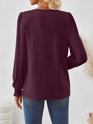 AUTOMET Long Sleeve Shirts for Women Business Dressy Casual Tops Work Blouses Pleated Tunics4