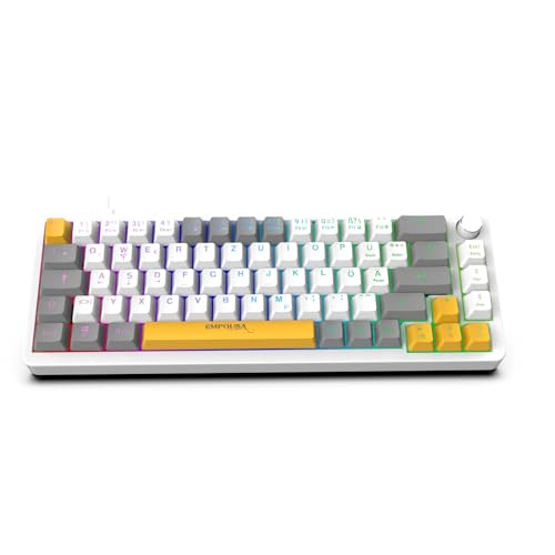 İnca IKG-457 Clavier de jeu mécanique, commutateurs rouges remplaçables à chaud, disposition compacte de 65 % (68 touches), éclairage RVB, prise en charge logicielle personnalisable, câble USB-C