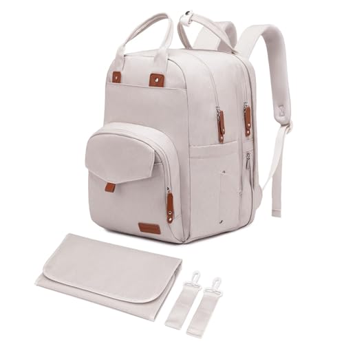 Qualyphant Sac à dos à langer extra large pour 2 enfants jumeaux - Sac à bébé extensible (26-36L), beige, X-Large