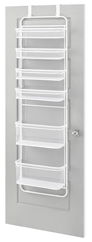 Image of Whitmor Over The Door Organizer - 6 Sections - Pantry, Bathroom, Accessory Organizer - Metal and Mesh - White
