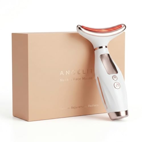 Masseur Visage Angelite, Sculpteur Visage LED & Appareil de Lifting Facial pour Raffermir & Redessiner, Outil Raffermissant avec Chaleur & Vibration pour...