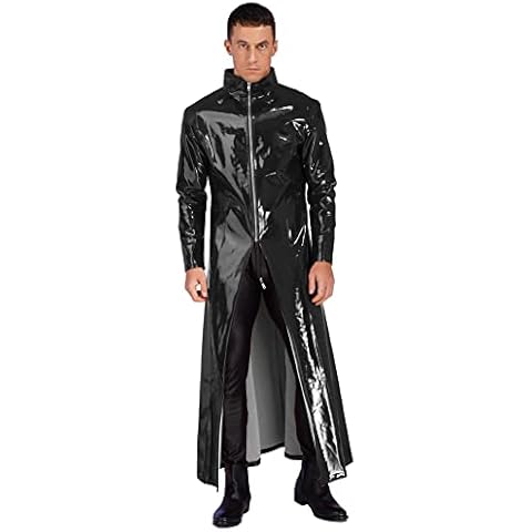 CHICTRY Men's Shiny Metallic Turtleneck Coat Cover