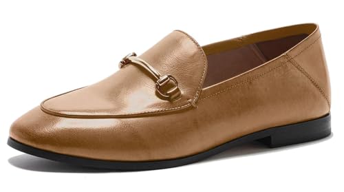 Image of Women's Cow Leather Slip On Loafers Metal Decoration Flat Mules
