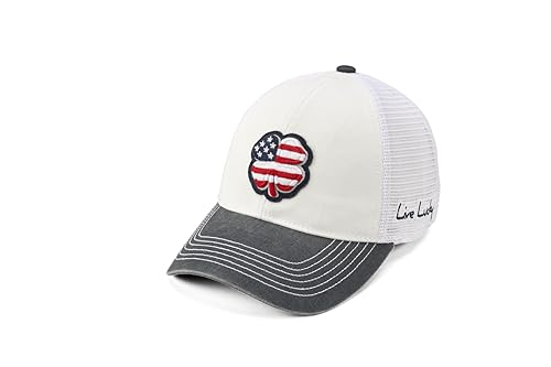 Black Clover Unisex USA 2T Vintage 3 Adjustable Hat White Hat/3D USA Flag Clover One Size