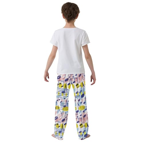 ZZXXB Music Note Watercolor Boys Long Pants Soft Trousers Elastic Waist Kids Lounge Bottoms with Pockets S-XL3