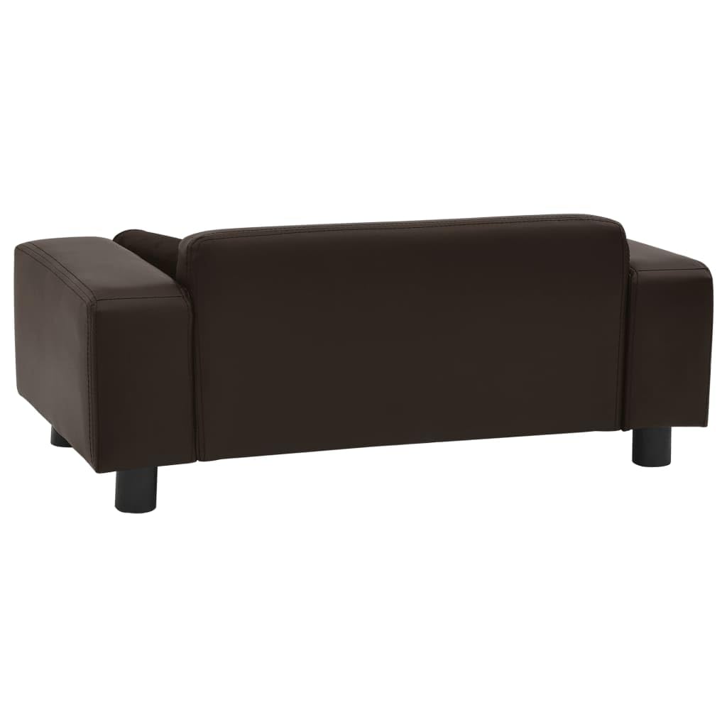 Mangloder Hundesofa braun 81x43x31 cm, Plüsch und Kunstleder, hundebett Kissen Korb körbchen Sofa für Katzen und kleine Hunde, waschbar, flauschig, rutschfest, Schaumstoff Liegeplatz