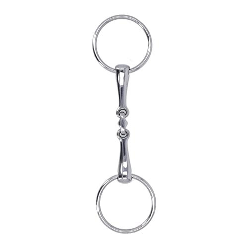 Horse Loose Rings Snaffle Bit, Stainless Steel Hollow Jointed Mouth Loose O Rings Horse Bit Oval Link Loose Rings Snaffle Bit