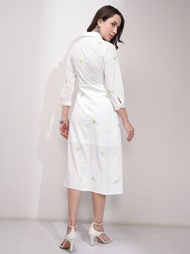 Image of Tokyo Talkies Women's Three-Quarter Sleeves Shirt Collar Solid Dresses | Stylish| Casual