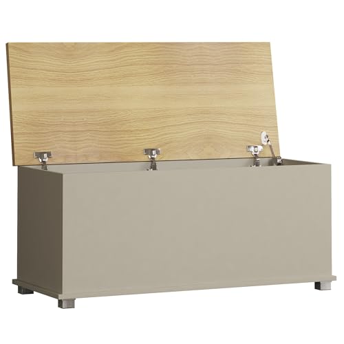 Vida Designs Arlington Storage Ottoman, Wood in Grey, 100x40x48cm - Storage Ottoman with Lift-Up Lid, Ideal for Toys, Bedding & Footstool Use
