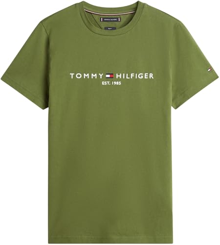 Tommy Hilfiger Tommy Logo tee Mw0Mw11797 Camiseta S/S, Green (Mountain Pine), L para Hombre